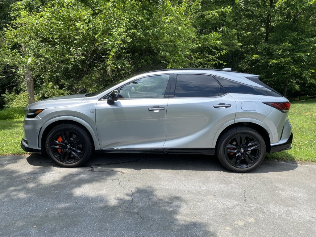 It features 21-inch black wheels and orange brake calipers. (WTOP/John Aaron)
