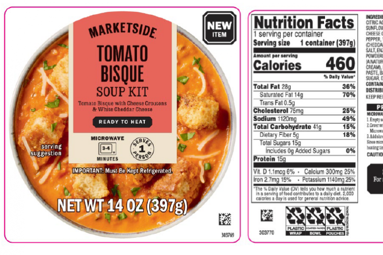 Recalled soup kit packaging